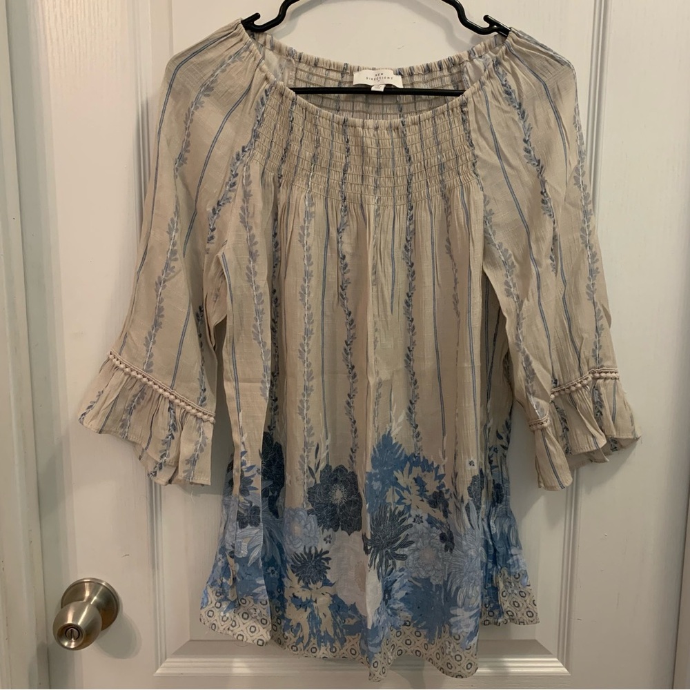 New directions paisley stripe floral blouse
